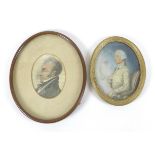 A collection of two of 19th Century oval portrait watercolours. (2)