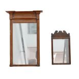 Two 19th century wall mirrors, comprising a mirror with pilaster form frame, 49 by 72cm, together