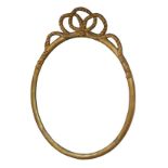 An 19th century oval giltwood mirror, with rope twist decoration to its surmount, 71.5 by 95.5cm