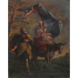 Continental school (18th century style): Flight to Egypt religious scene oil on canvas, unsigned, 51