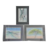 Pam Roberts (Welsh, late 20th century): Three abstract pastel landscapes, two signed verso, the