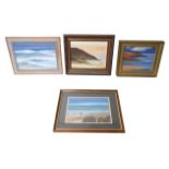 Pam Roberts (Welsh, late 20th century): four impressionistic seascapes, including three acrylic