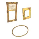 A group of three mirrors, including a continental style gilt framed mirror with faux marble