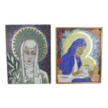 Pam Roberts (Welsh, 20th century): two mosaics of the Madonna, 61 by 46cm, and of the Madonna and