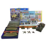 A collection of toys, including a Tipp & Co. 'Brooklands Speedway' set containing two cars (an