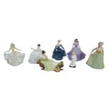A collection of Royal Doulton ladies figurines, comprising 'Sweet Seventeen', HN2734, 'Darling',
