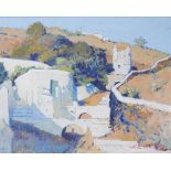 Terence McCaw (1913-1978): 'Farm on Mykonos Greece', oil on board, signed, titled verso, 38 by 48cm,