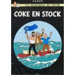 A vintage French poster, Les Aventures de Tintin, Coke en Stock, published by Editions Hazan,