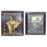 Two Arts Society prints, after Old Masters, Titian and Vermeer, picture of gentleman, 57.5 by 50,