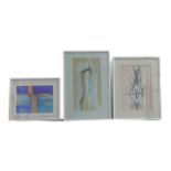 Pam Roberts (Welsh, late 20th century): Three abstract pastels, including 'Blue and Red', signed and