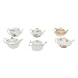 Six early 19th century and later teapots, including an early 19th century Crown Derby teapot with