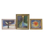 Pam Roberts (Welsh, late 20th century): three abstract acrylic on board paintings, the largest 'Rock