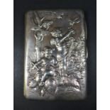 An Edward VII silver card case or purse by Sampson Mordan, the front with embossed with two putti in