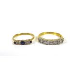 Two 18ct gold dress rings, comprising a multi-stone diamond ring, with fourteen round cut stones