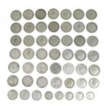 A collection of GB silver coinage, mostly pre 1920, including a half-crowns, florins, and shillings,