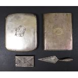 A group of four Edwardian and later silver, including an Edwardian cigarette case, William