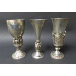 Three limited edition ERII commemorative Aurum silver goblets, comprising a '900th anniversary in