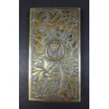 A William IV silver gilt card case, with applied oval crest of an 'M' with crown surmount, within