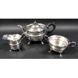 A George V three piece silver tea set