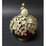 An ERII limited edition Aurum silver gilt and red glass commemorative pot pourri bowl, numbered 11