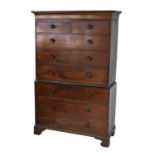 A George III mahogany tall boy chest on chest