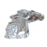 A Daum crystal figurine of a horse head, signed and with Daum sticker to base of neck, 18 by 5 by