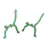 Two Late 19th century cast iron bench ends, stamped 'Masefield & Co Chelsea' painted green, 58 by