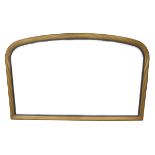 A large modern overmantel mirror, arched plate, reeded gold and black frame, together with a smaller