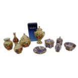 A collection of Aynsley Imperial and Orchard Gold pieces, included a lidded, twin handled vase,