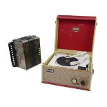 A Hohner accordion, without case, together with a Dansette record player, a/f. (2)