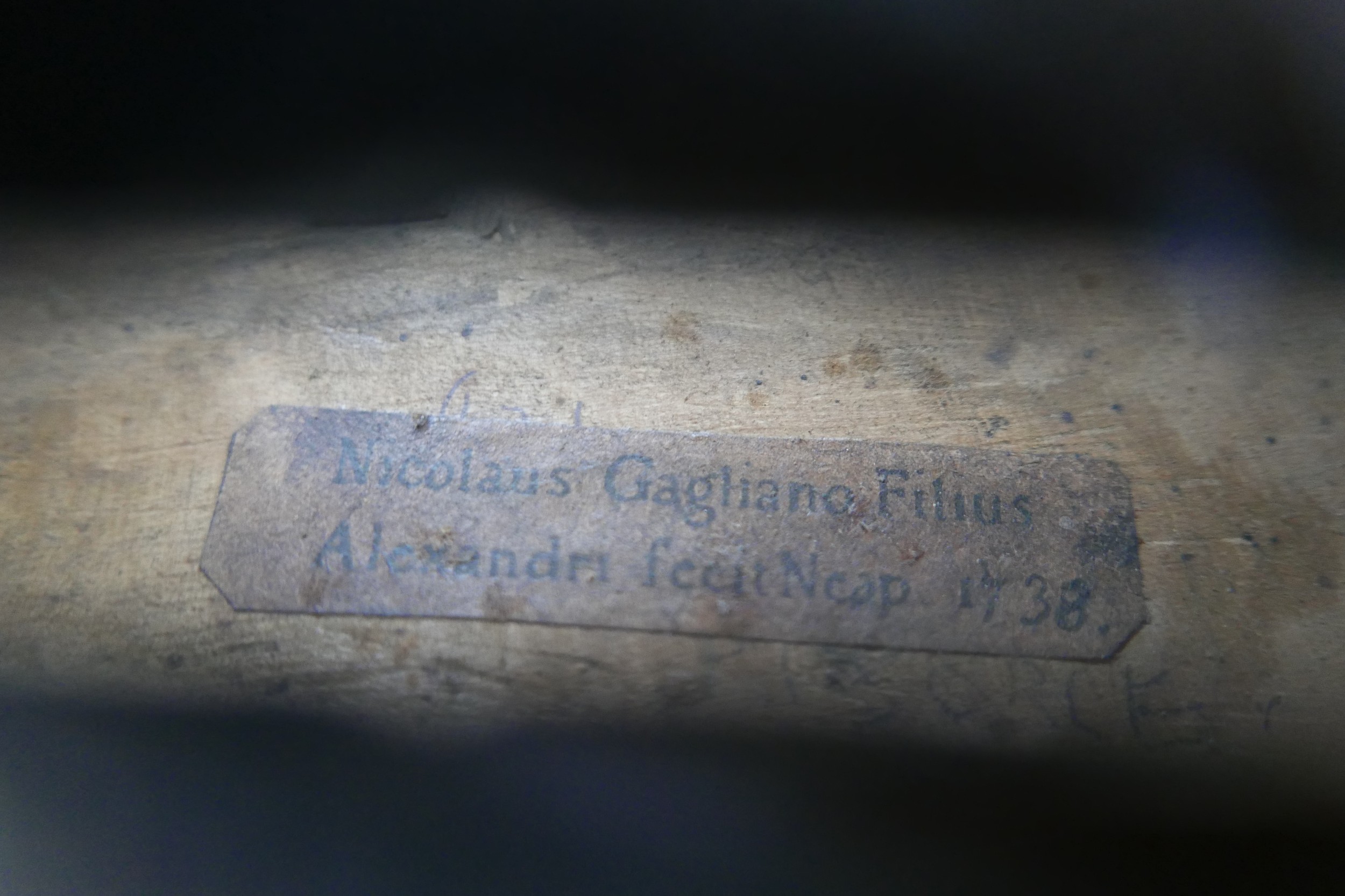 Three 19th century and later violins, comprising one bearing label 'Nicolaus Gagliano Filius - Image 5 of 13