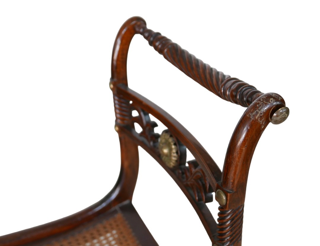 A set of six Regency style mahogany dining chairs, early to mid 20th century, with spiral rope twist - Image 5 of 5