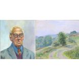 Eileen Elliott Fieldings (British 20th century): a portrait of Wilfrid Wood, oil on board, 40 by