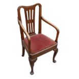 A 19th century country made oak armchair, with drop in seat and turned supports, 54 by 54 by 96cm