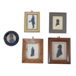 Four silhouette portraits of 19th century gentleman, including one in military uniform, with