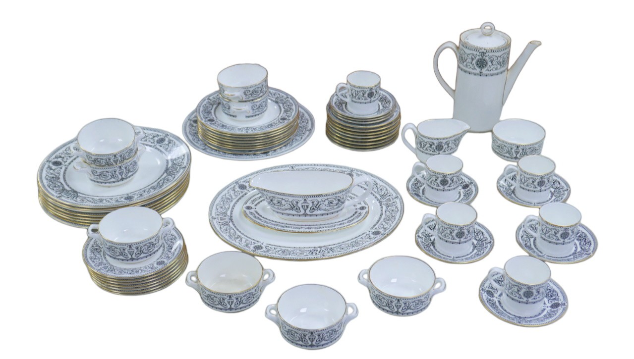 A part Royal Worcester Padua dinner service, with over fifty pieces, including a coffee pot, milk