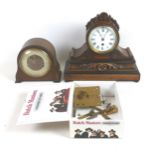 A J W Benson mantel clock, a/f without pendulum, 31 by 12 by 28cm high, a Smiths mantle clock, a/f