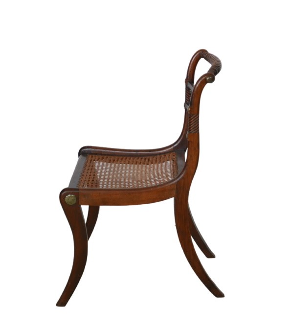 A set of six Regency style mahogany dining chairs, early to mid 20th century, with spiral rope twist - Image 2 of 5