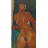 Gabor Miklossy (Romanian, 1912-1988): 'Strength' study of a standing female nude oil on board,
