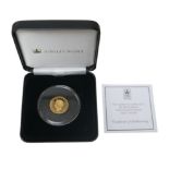 A Jubilee Mint 22ct gold proof ERII 2020 Tristan da Cuhna half laurel, with the late Queen facing