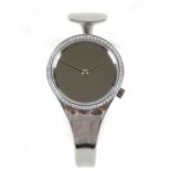 A Georg Jensen Vivianna stainless steel lady's bangle watch, designed by Vivianna Torun Bülow-