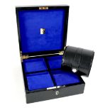 Two Aspinal black leather watch boxes, comprising a 'Harrison' four-piece watch box, in deep shine