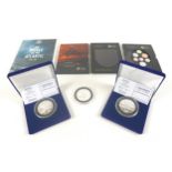 A group of Elizabeth II Royal Mint and Westminster issue UK silver coins, comprising three 2003