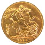 A George V gold sovereign, 1928, Pretoria, South Africa Mint, in plastic capsule.