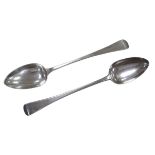 Two George IV old English pattern silver serving spoons