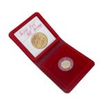 A Royal Mint gold proof ERII half sovereign, 1980, with plastic capsule, leatherette presentation