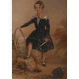 British School (19th century): portrait of a boy, watercolour, indistinctly signed and dated,