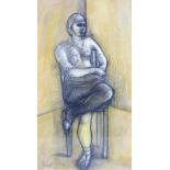 Peter Nutall (British ,20th century): figure drawing, pencil and watercolour, signed lower left,