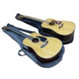 Two Tanglewood six string acoustic guitars, comprising a TW-900, together with a TW-400, both with