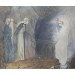 British School (20th century): The Angel at the Tomb of Christ oil on canvas, unsigned, 67 by
